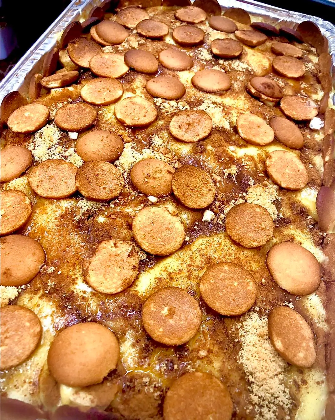 House-made baked banana pudding dessert